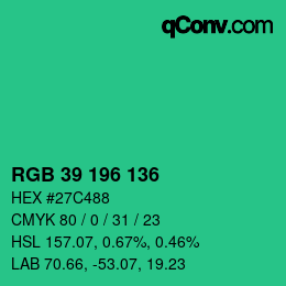 Color code: RGB 39 196 136 | qconv.com