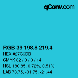 カラーコード: RGB 39 198.8 219.4 | qconv.com
