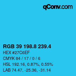 カラーコード: RGB 39 198.8 239.4 | qconv.com