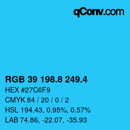 カラーコード: RGB 39 198.8 249.4 | qconv.com