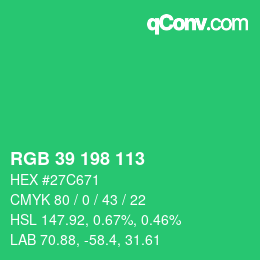 Color code: RGB 39 198 113 | qconv.com