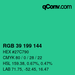 Color code: RGB 39 199 144 | qconv.com