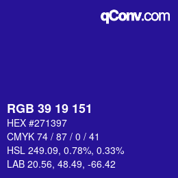 Color code: RGB 39 19 151 | qconv.com
