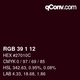 Color code: RGB 39 1 12 | qconv.com