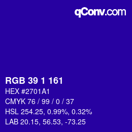 Color code: RGB 39 1 161 | qconv.com