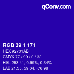 Color code: RGB 39 1 171 | qconv.com