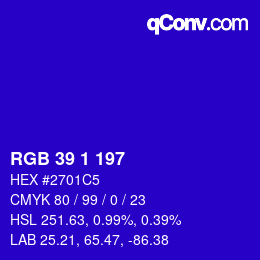 Color code: RGB 39 1 197 | qconv.com