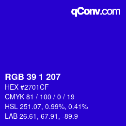 Color code: RGB 39 1 207 | qconv.com
