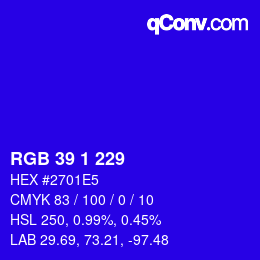 カラーコード: RGB 39 1 229 | qconv.com
