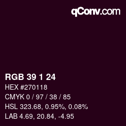 カラーコード: RGB 39 1 24 | qconv.com