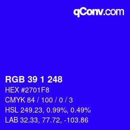 カラーコード: RGB 39 1 248 | qconv.com