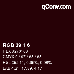 Color code: RGB 39 1 6 | qconv.com