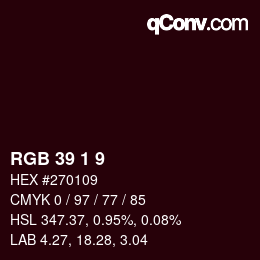 カラーコード: RGB 39 1 9 | qconv.com