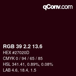 カラーコード: RGB 39 2.2 13.6 | qconv.com