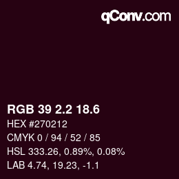 カラーコード: RGB 39 2.2 18.6 | qconv.com
