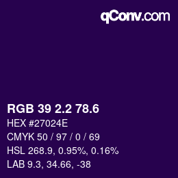 カラーコード: RGB 39 2.2 78.6 | qconv.com
