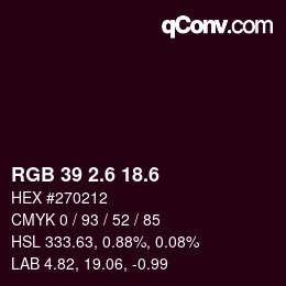 カラーコード: RGB 39 2.6 18.6 | qconv.com