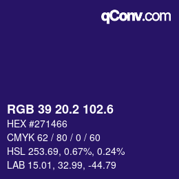 カラーコード: RGB 39 20.2 102.6 | qconv.com
