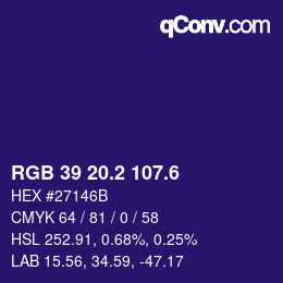 カラーコード: RGB 39 20.2 107.6 | qconv.com