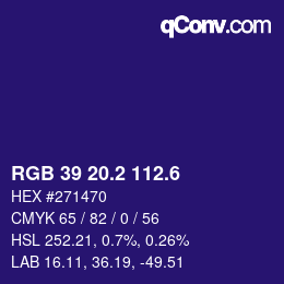 カラーコード: RGB 39 20.2 112.6 | qconv.com
