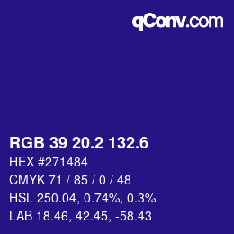 カラーコード: RGB 39 20.2 132.6 | qconv.com