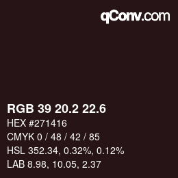 カラーコード: RGB 39 20.2 22.6 | qconv.com