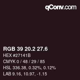 カラーコード: RGB 39 20.2 27.6 | qconv.com