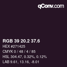 カラーコード: RGB 39 20.2 37.6 | qconv.com