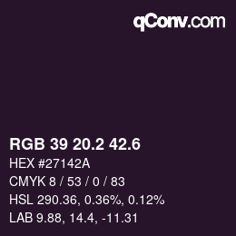 カラーコード: RGB 39 20.2 42.6 | qconv.com
