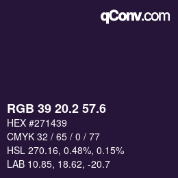 カラーコード: RGB 39 20.2 57.6 | qconv.com