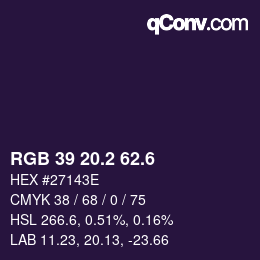 カラーコード: RGB 39 20.2 62.6 | qconv.com