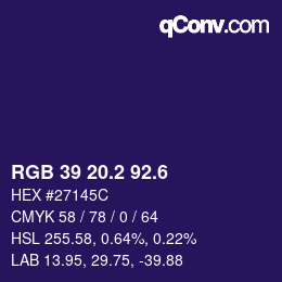 カラーコード: RGB 39 20.2 92.6 | qconv.com