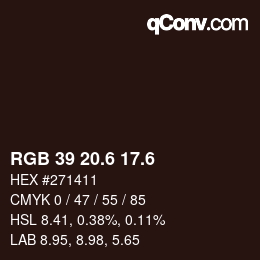 カラーコード: RGB 39 20.6 17.6 | qconv.com