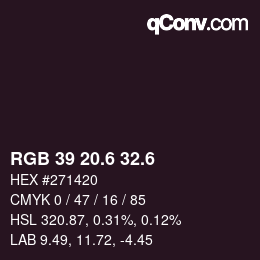カラーコード: RGB 39 20.6 32.6 | qconv.com