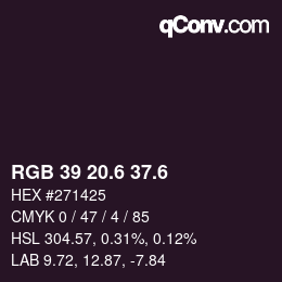 カラーコード: RGB 39 20.6 37.6 | qconv.com