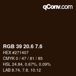 カラーコード: RGB 39 20.6 7.6 | qconv.com