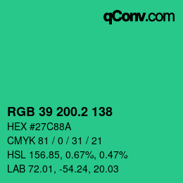 カラーコード: RGB 39 200.2 138 | qconv.com