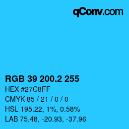 カラーコード: RGB 39 200.2 255 | qconv.com