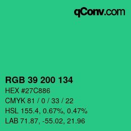 Farbcode: RGB 39 200 134 | qconv.com