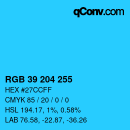 Farbcode: RGB 39 204 255 | qconv.com