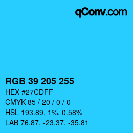 Color code: RGB 39 205 255 | qconv.com