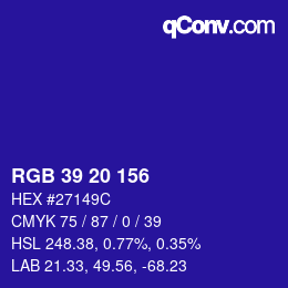 Color code: RGB 39 20 156 | qconv.com