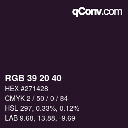 Color code: RGB 39 20 40 | qconv.com