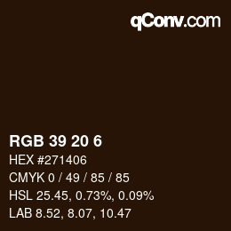 Color code: RGB 39 20 6 | qconv.com