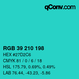 Color code: RGB 39 210 198 | qconv.com