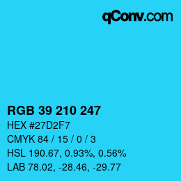 颜色代码: RGB 39 210 247 | qconv.com