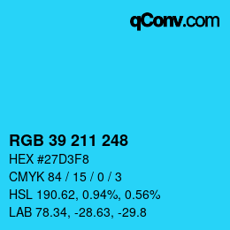 Color code: RGB 39 211 248 | qconv.com