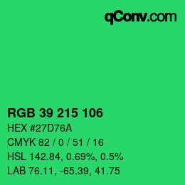 Color code: RGB 39 215 106 | qconv.com