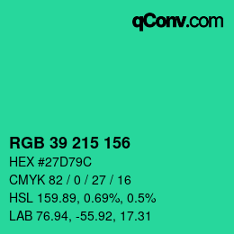 Color code: RGB 39 215 156 | qconv.com