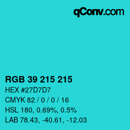 Color code: RGB 39 215 215 | qconv.com